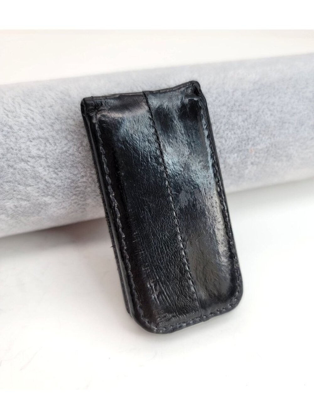 Magnetic Money Clip Black Leather 3x1.5" Mens Wallet Accessory JJ3310